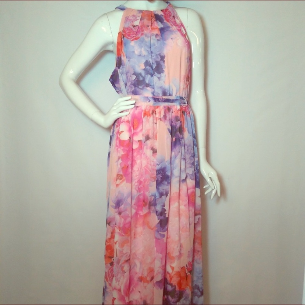 EUC J. Howard Floral Halter Maxi Dress